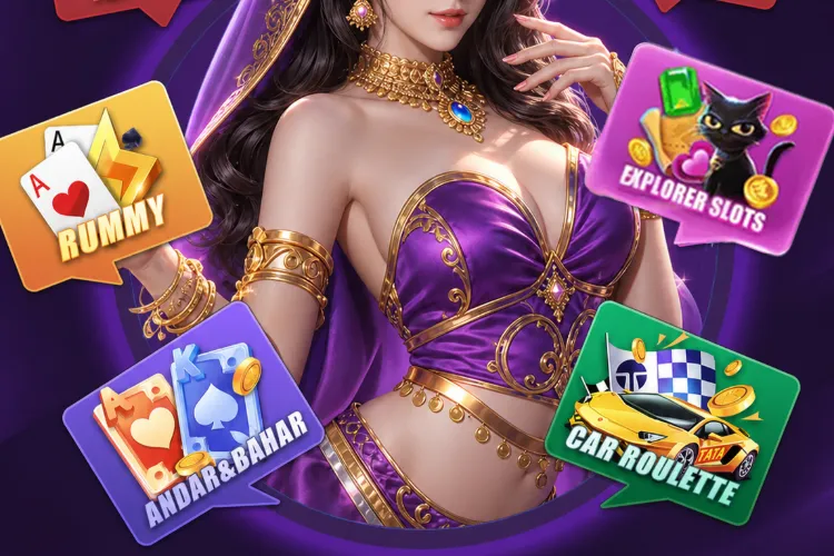 Rummy Arena hostess with colourful card-game tiles